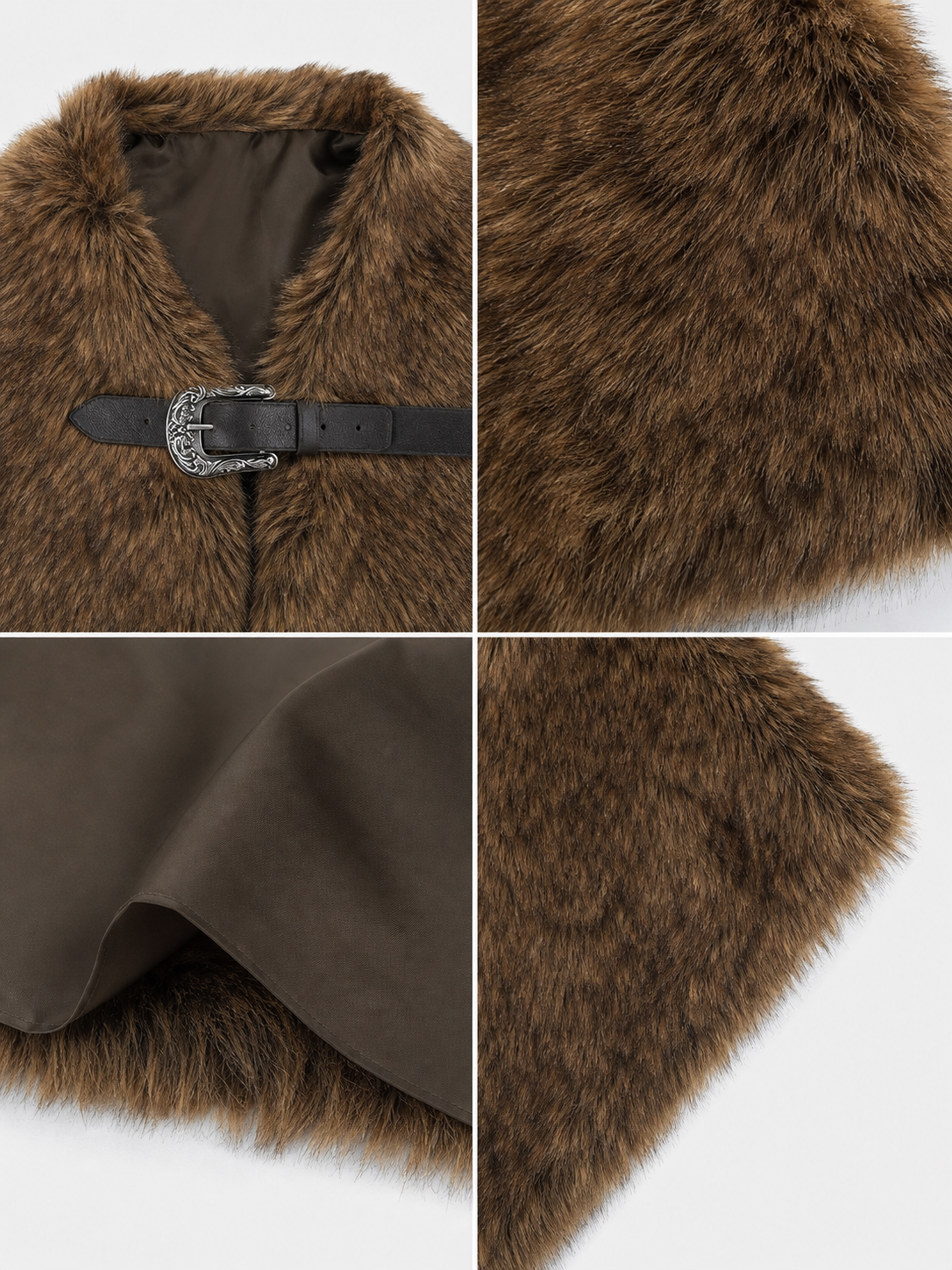 Fluffy shoulder cape, tricolor pile