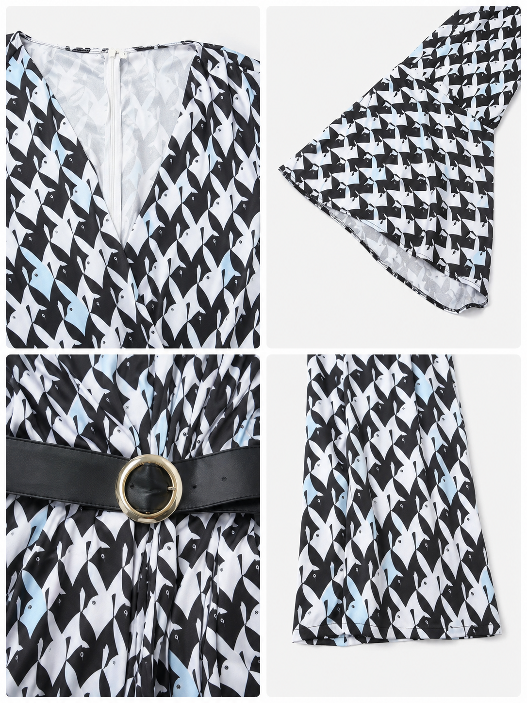 Retro Flared Jumpsuit with Geometric Print