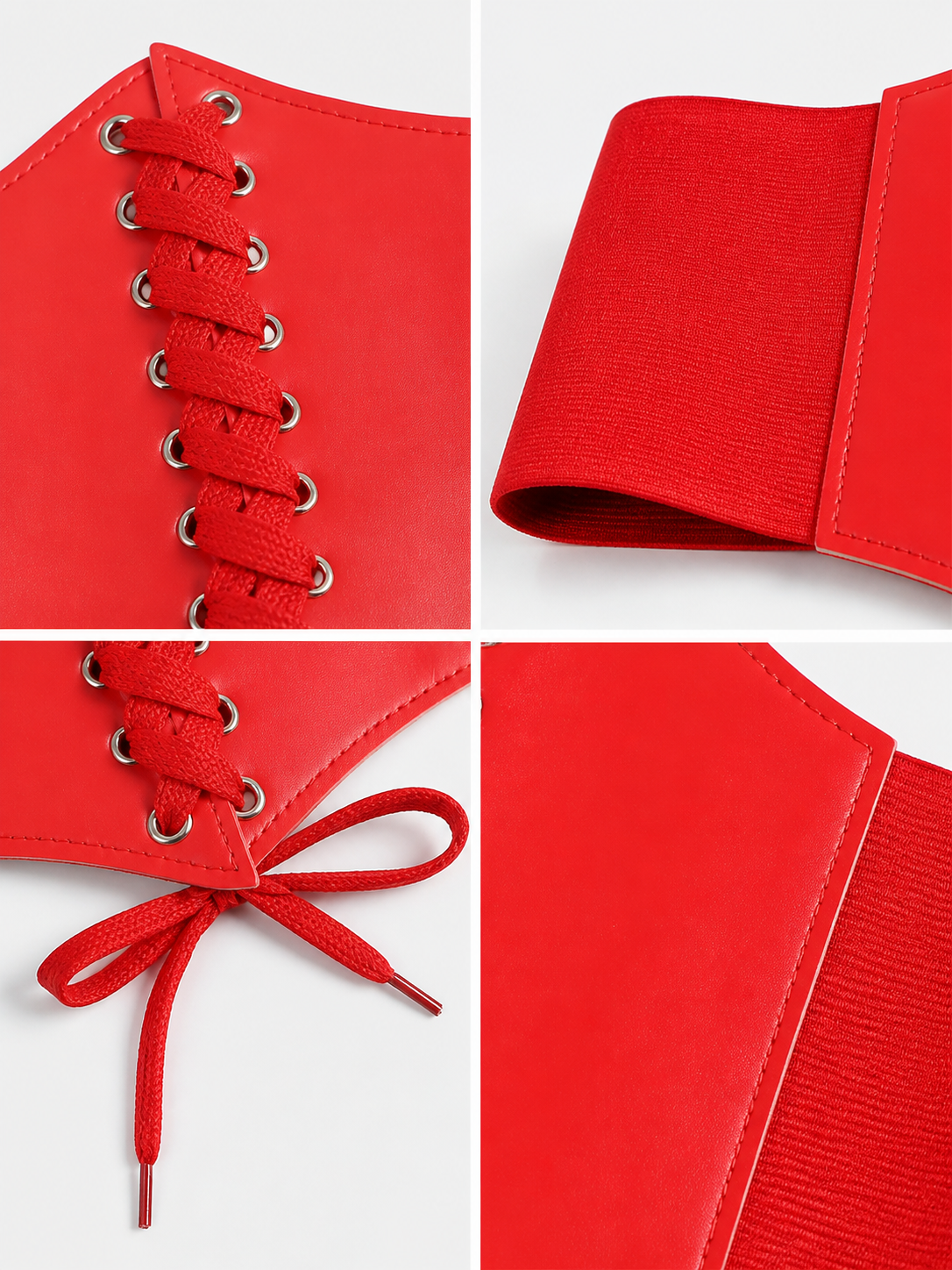 Red Lace-Up Corset Belt for Dresses and Outfits