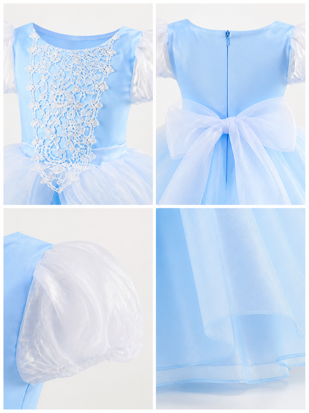 Blue Cinderella Costume for Halloween and Cosplay detail view