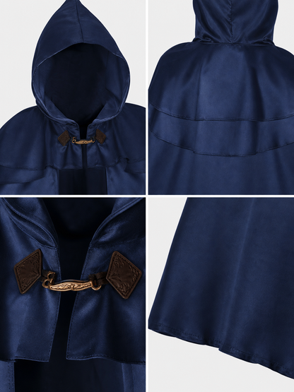 Viking Hooded Cape Cloak, Dark Blue