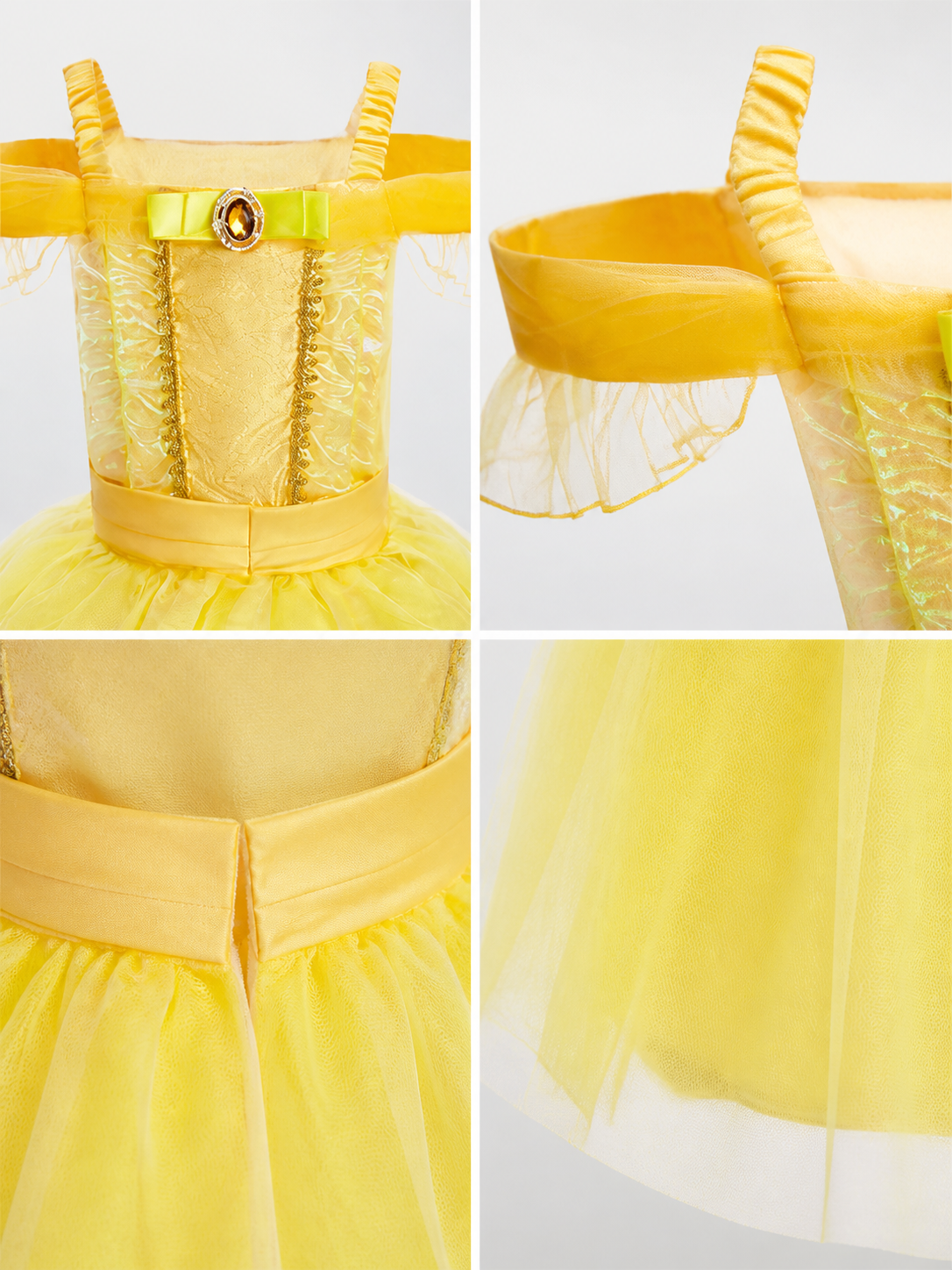 Yellow Princess Costume Dress for Halloween and Cosplay detail view