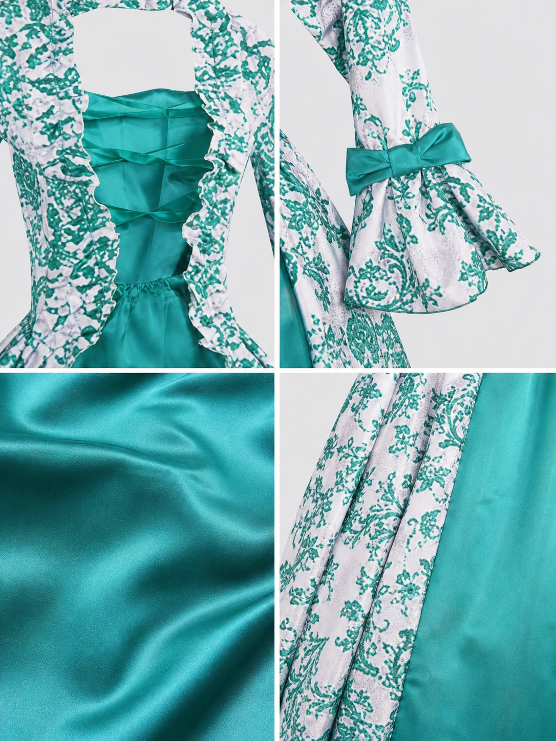Long Dress with Pattern and Flared Sleeves