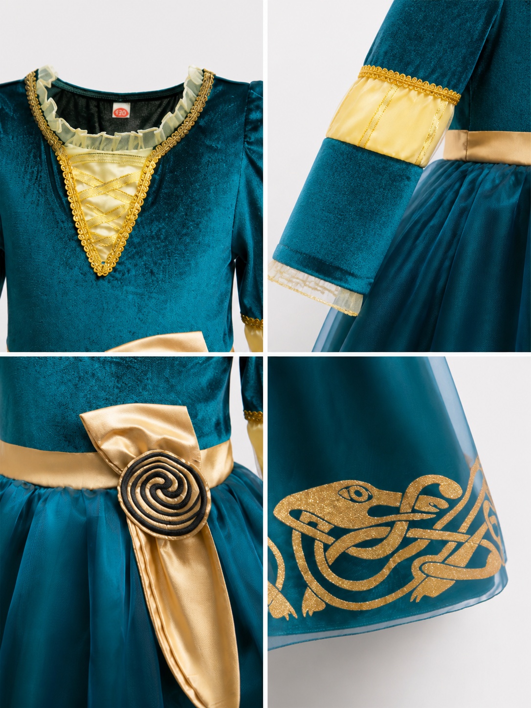 Blue and Gold Princess Costume for Halloween detail view