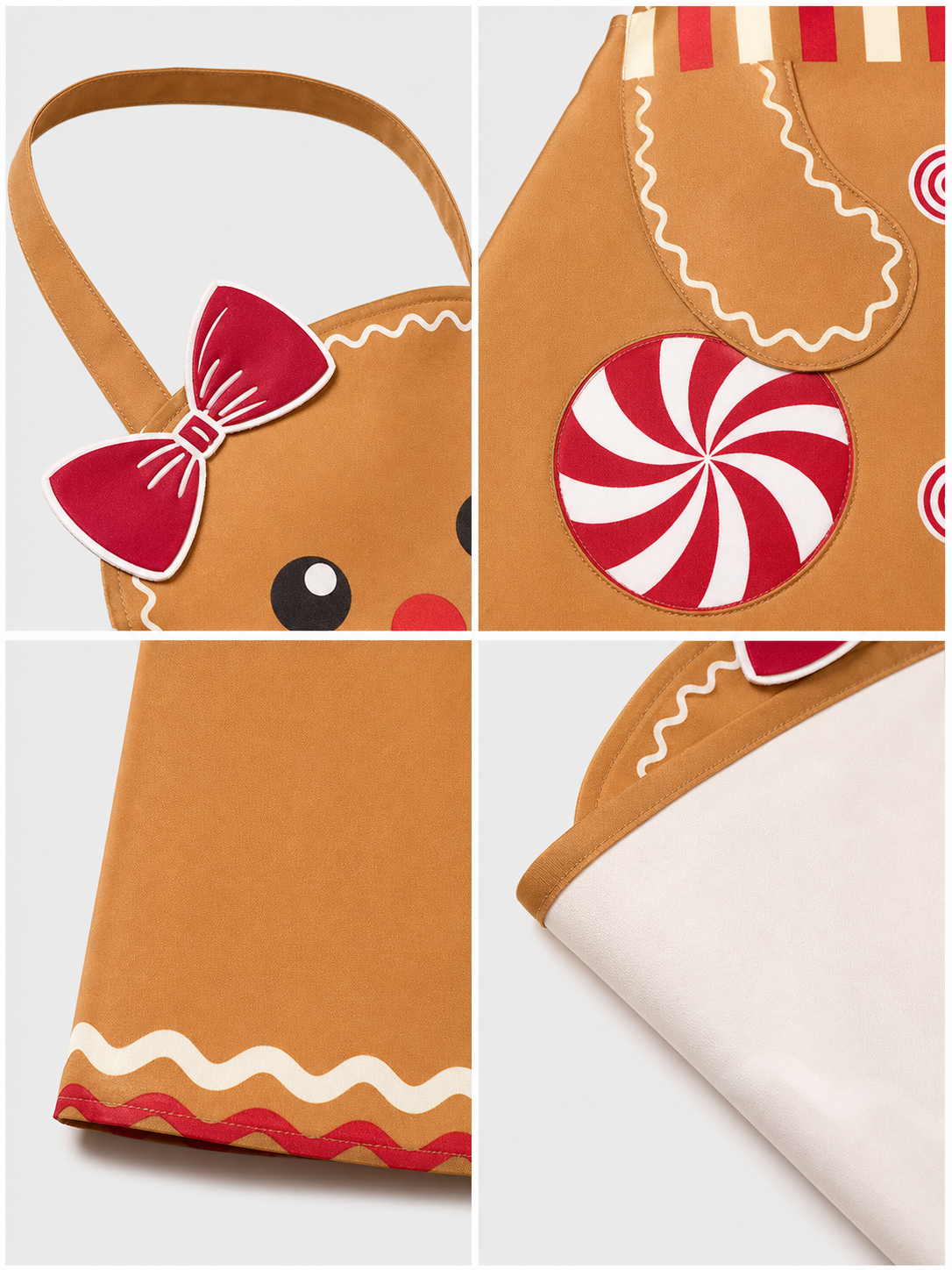 Gingerbread Man Apron with Bow Design