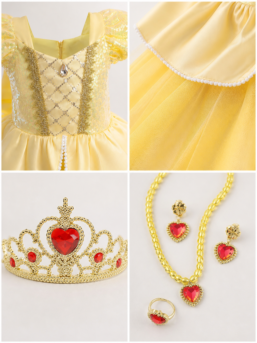 Yellow Princess Costume for Halloween detail view