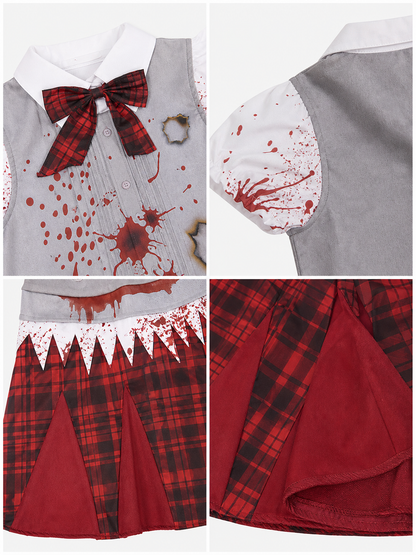 Zombie Costume: Top, Skirt, and Bow Tie