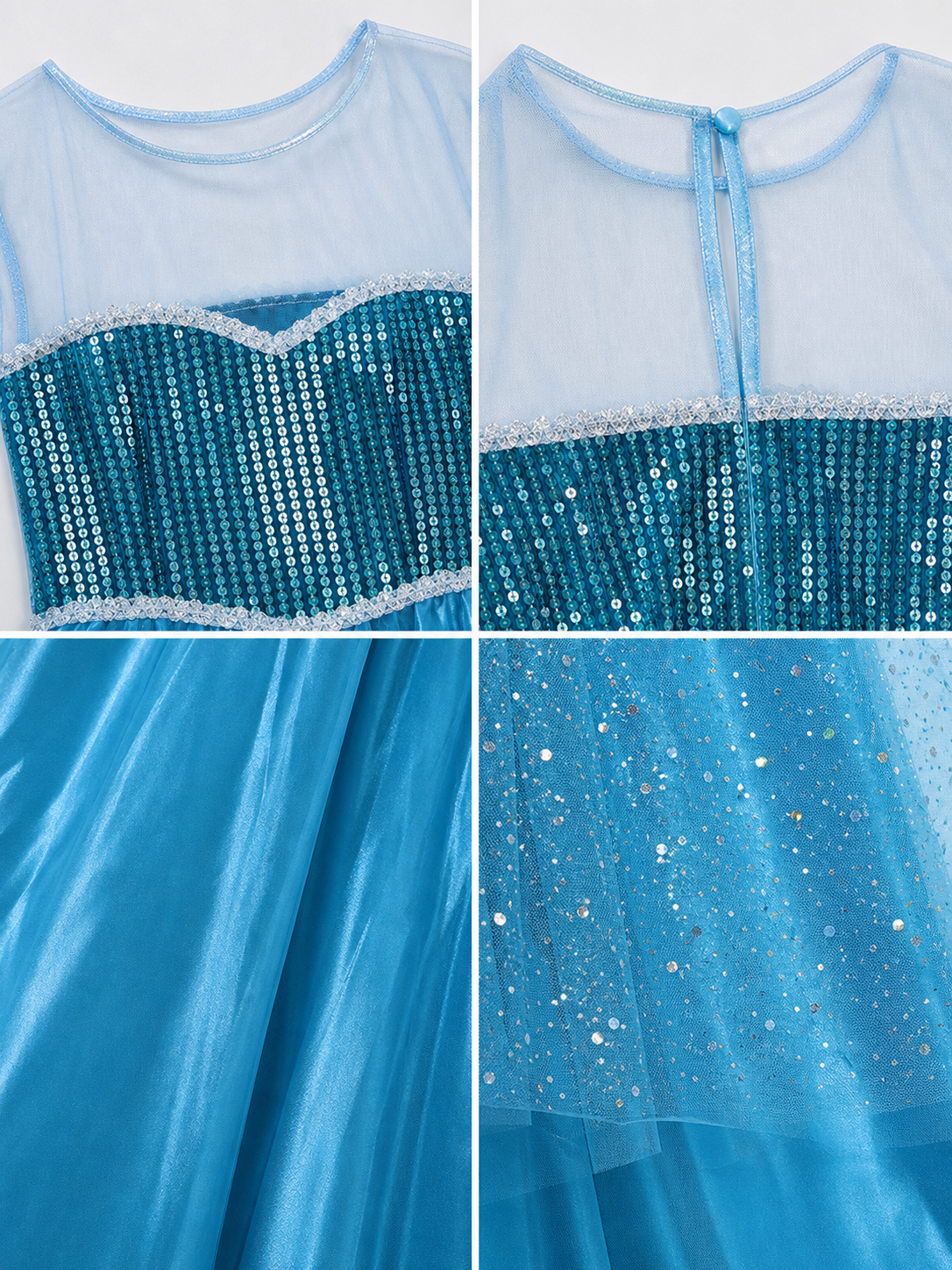 Blue Sequin Maxi Dress for Cosplay