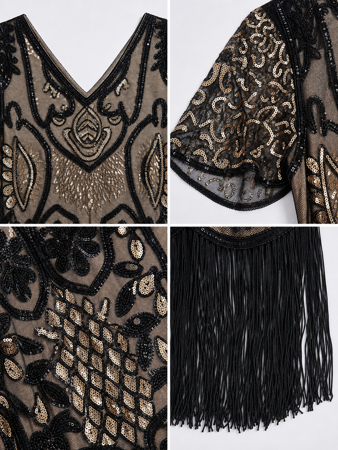 Art Deco Fringe and Sequin Cocktail Dress
