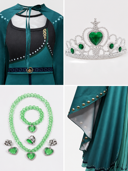 Princess Costume with Cape, Dark Green detail view