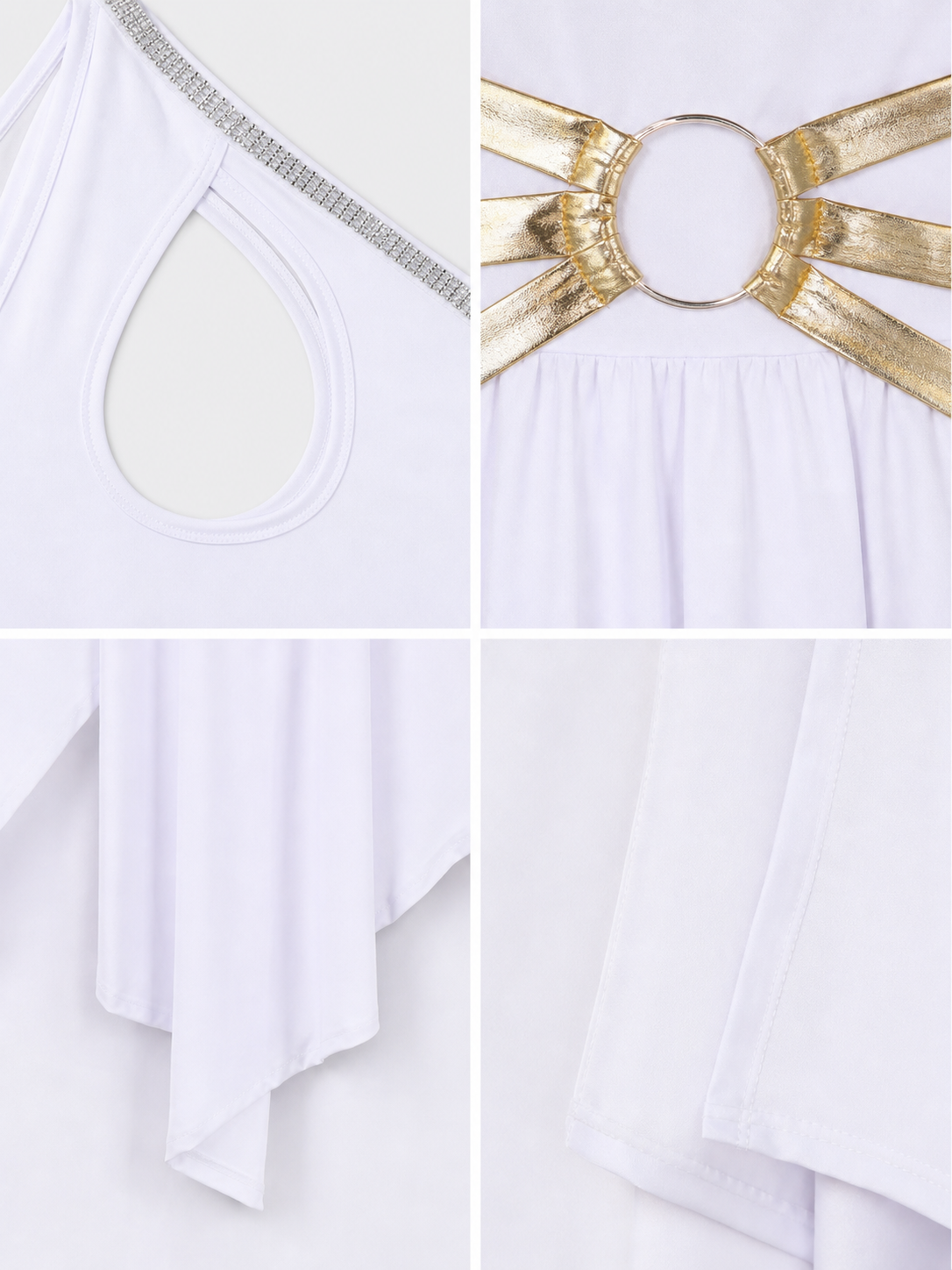 Halloween Costume Dress, White, Asymmetrical