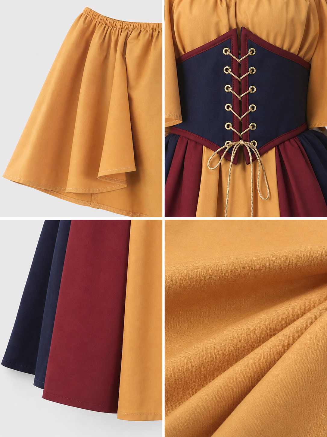 Medieval Dress with Corset Lacing and Sleeves