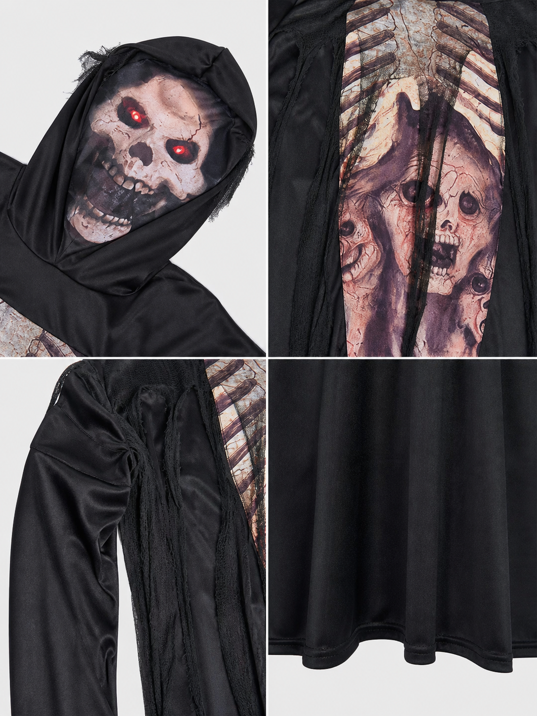 Gothic Hooded Skeleton Costume for Halloween