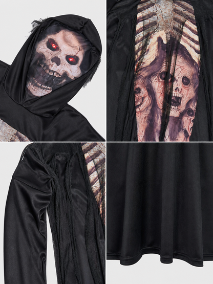 Gothic Hooded Skeleton Costume for Halloween