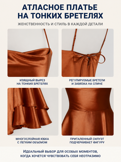 Spaghetti-Strap Dress with Tiered Skirt detail view