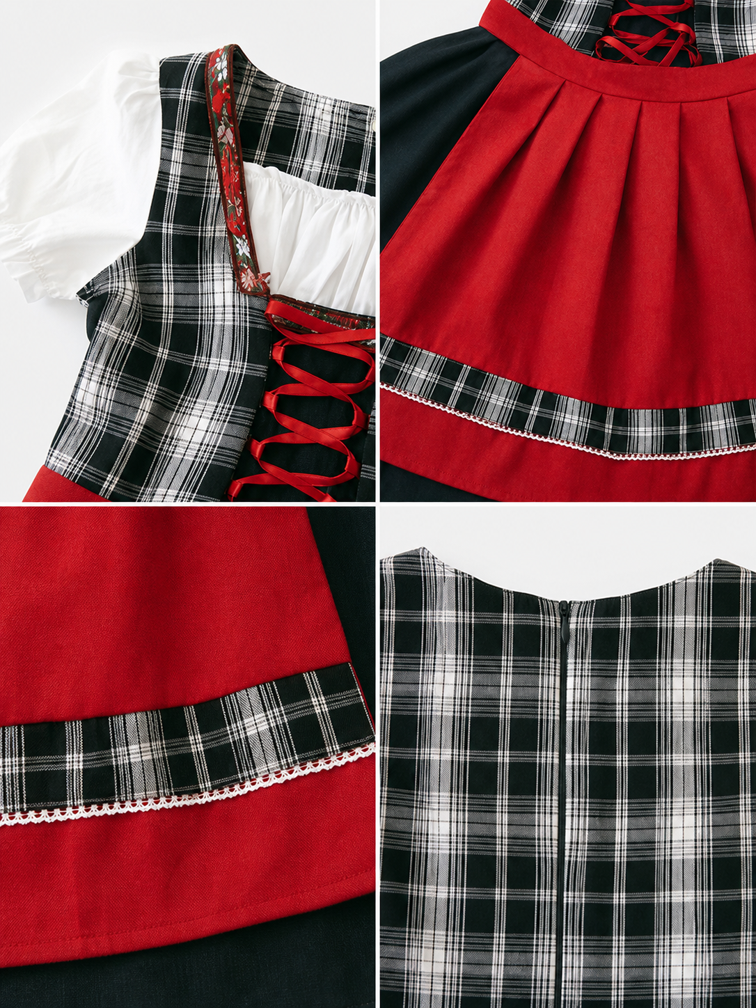 Plaid Dress Costume with Apron and Accessories