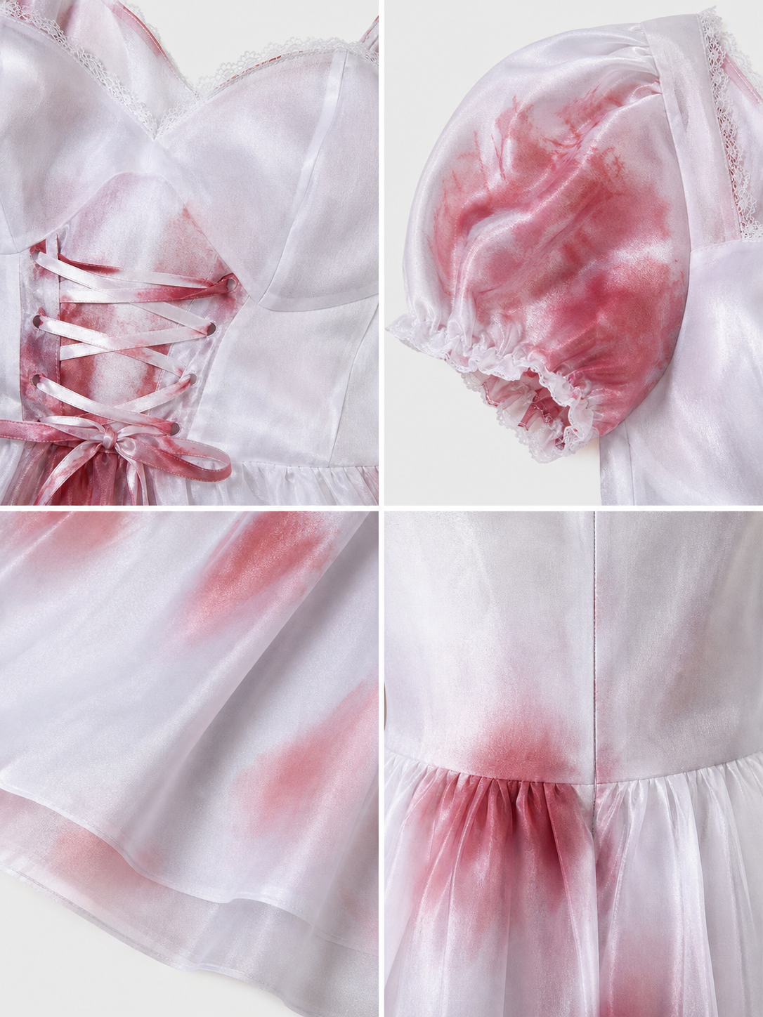 Costume Dress with Veil, Lace-Up Detail, and Pattern
