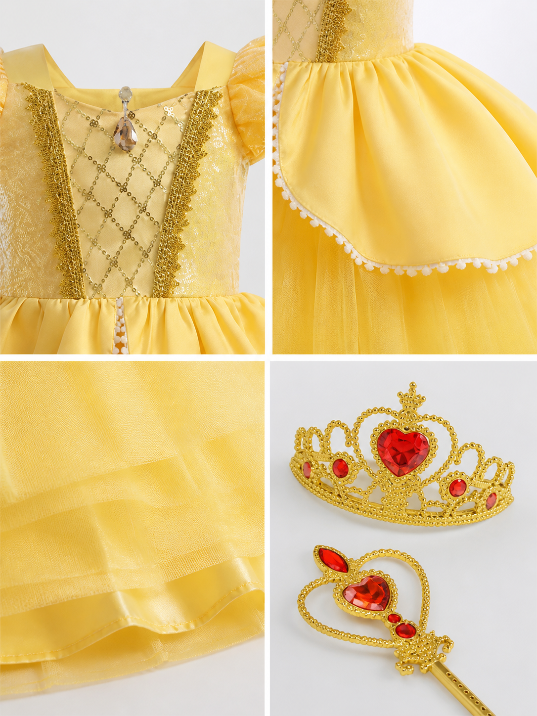 Princess Costume with Yellow Dress for Halloween detail view