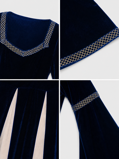 Medieval-Style Maxi Dress with Flared Sleeves