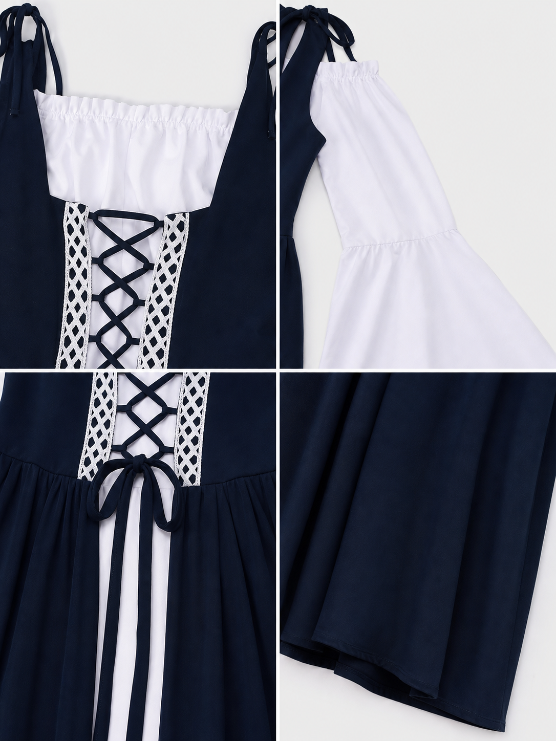 Renaissance-style dress with corset lacing and wide sleeves