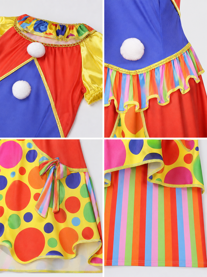 Clown Costume Dress for Parties and Stage Performances