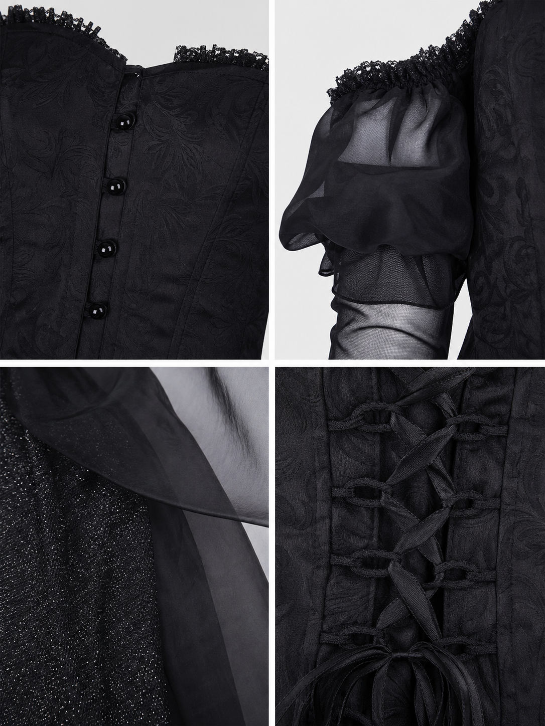 Gothic Black Cosplay Dress with Belt