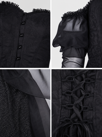 Gothic Black Cosplay Dress with Belt