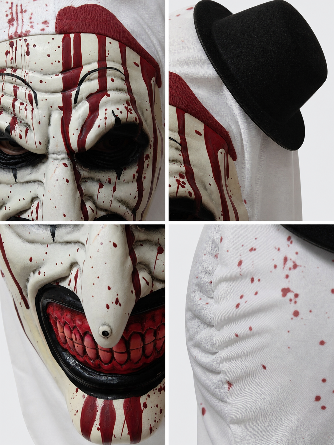 Hooded Clown Mask, Bloody Halloween Makeup