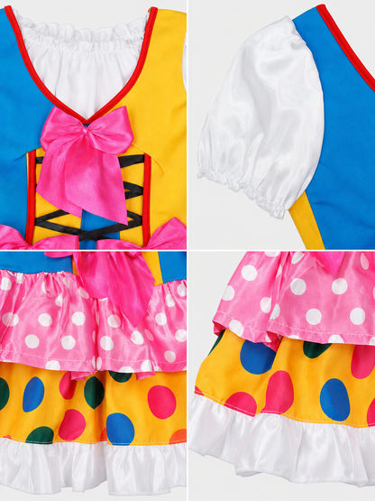 Clown Costume Dress with Ruffles and Bows