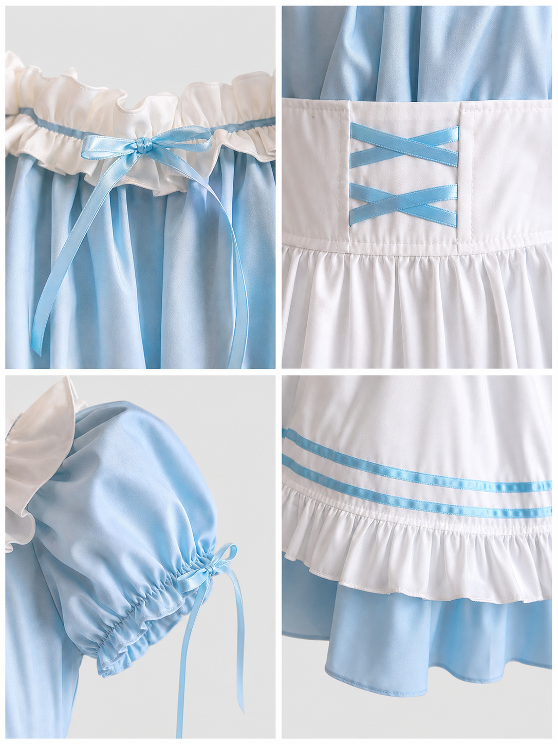 Lolita-Style Dress with White Apron and Ruffles