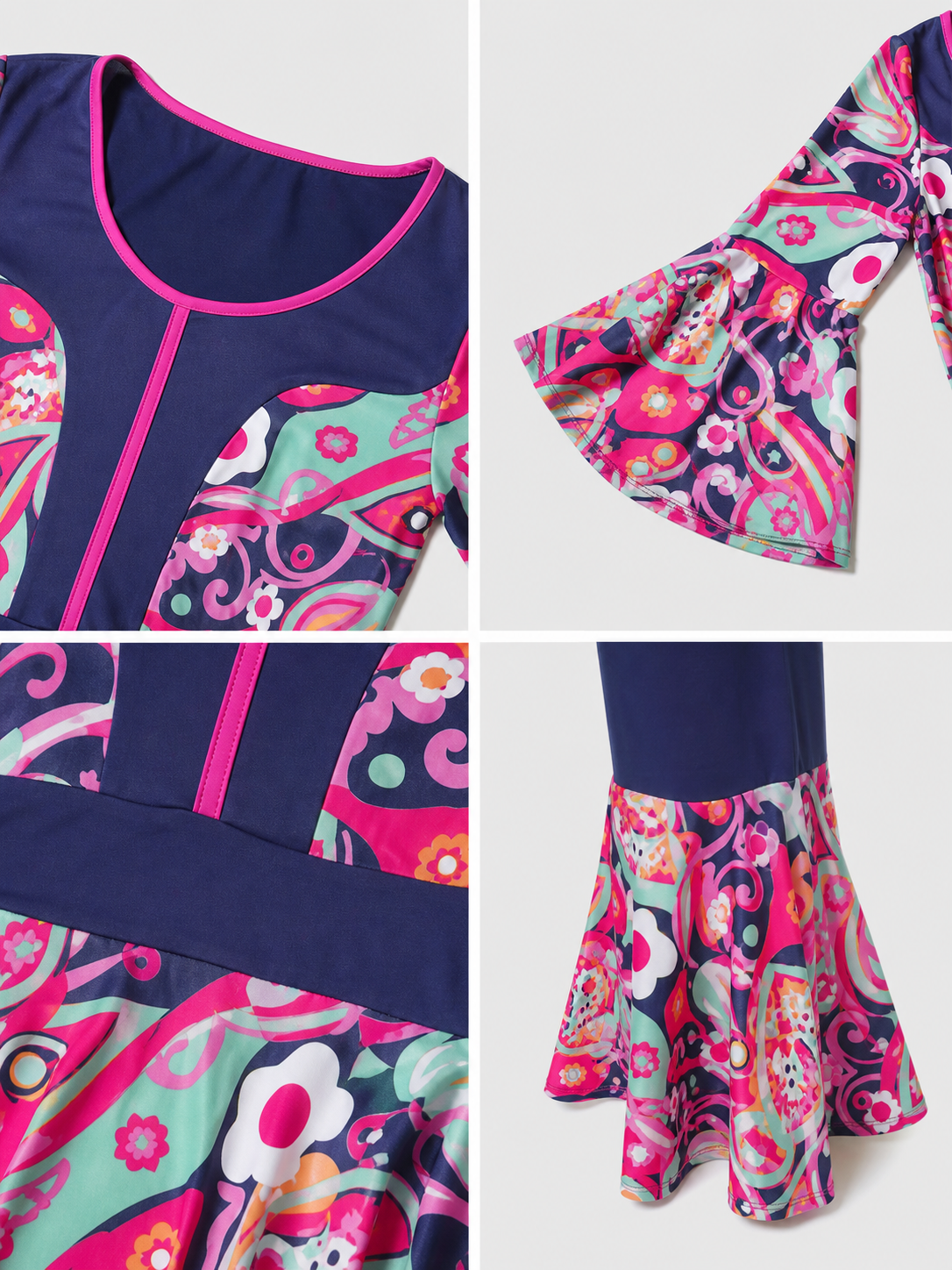 Retro Stage Costume: Top and Flared Pants detail view