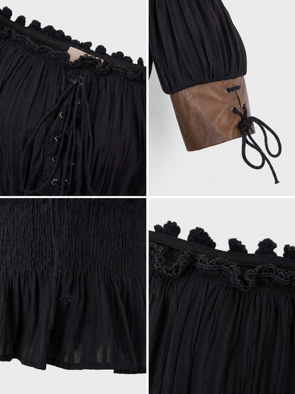 Gothic Off-the-Shoulder Lace-Up Top