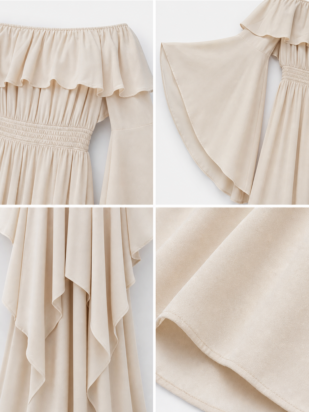 Long Off-the-Shoulder Dress with Ruffles