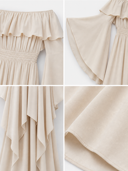 Long Off-the-Shoulder Dress with Ruffles