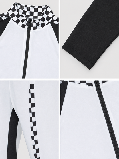 Racing Jumpsuit with Collar and Zipper detail view