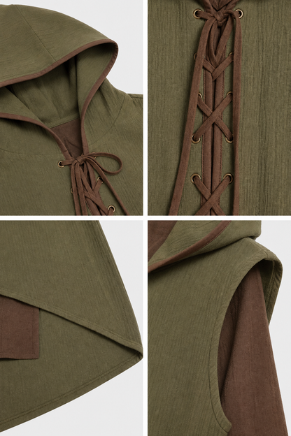 Medieval Cotton-Linen Hooded Tunic