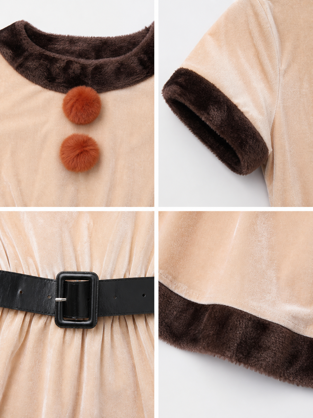 Christmas Reindeer Costume: Dress, Headband, Belt, and Gloves