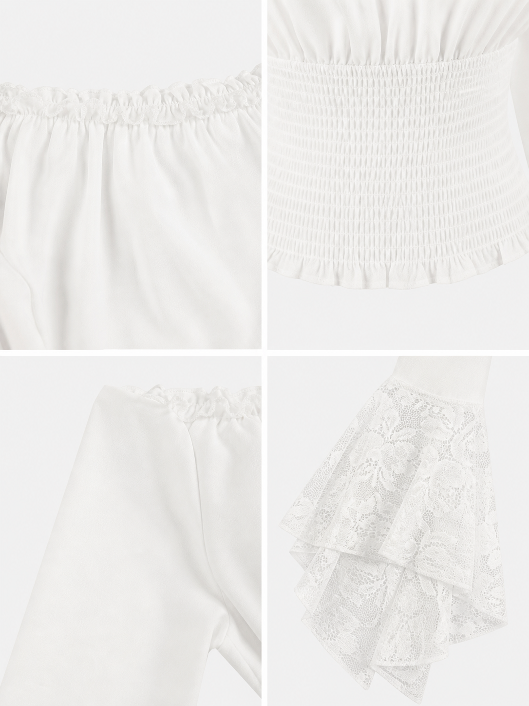 White Off-Shoulder Blouse with Ruffles