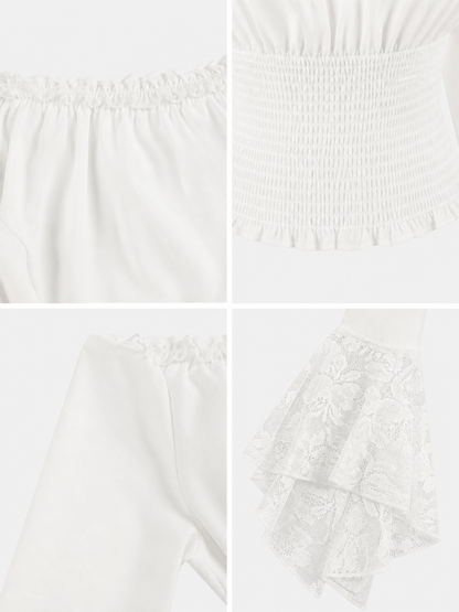 White Off-Shoulder Blouse with Ruffles