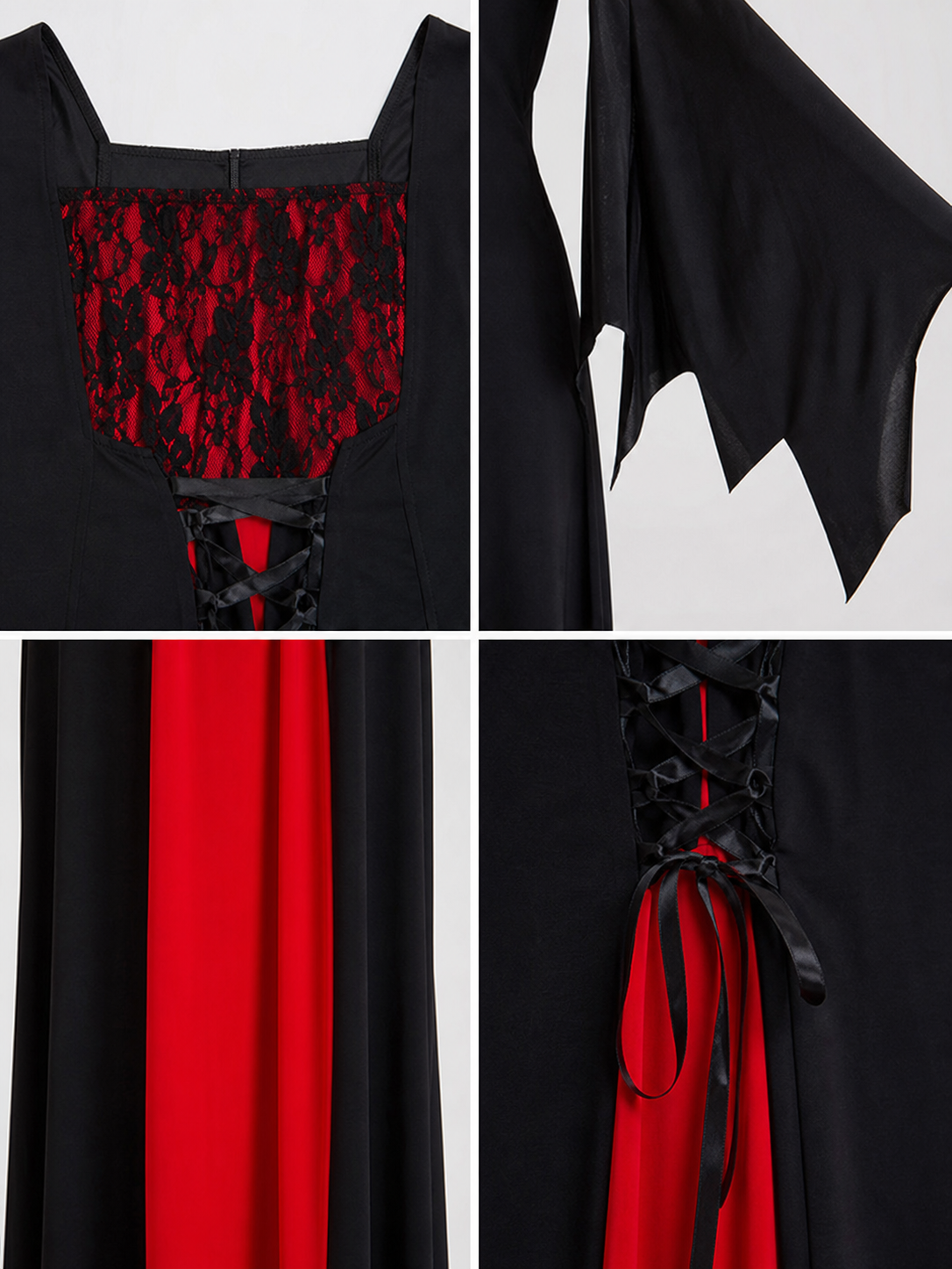 Vampire Costume: Long Black and Red Dress