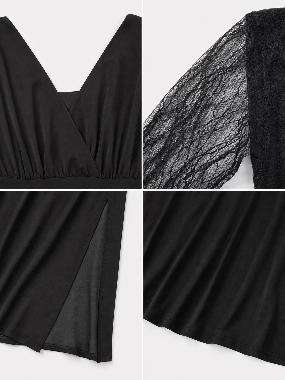 Black Gothic Dress with Lace Sleeves