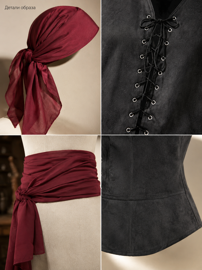 Medieval Renaissance Lace-Up Vest for Cosplay detail view