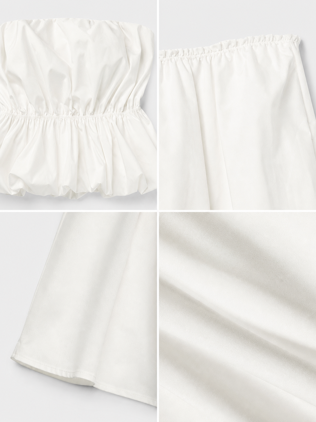 White Strapless Bustier Top with Draped Peplum