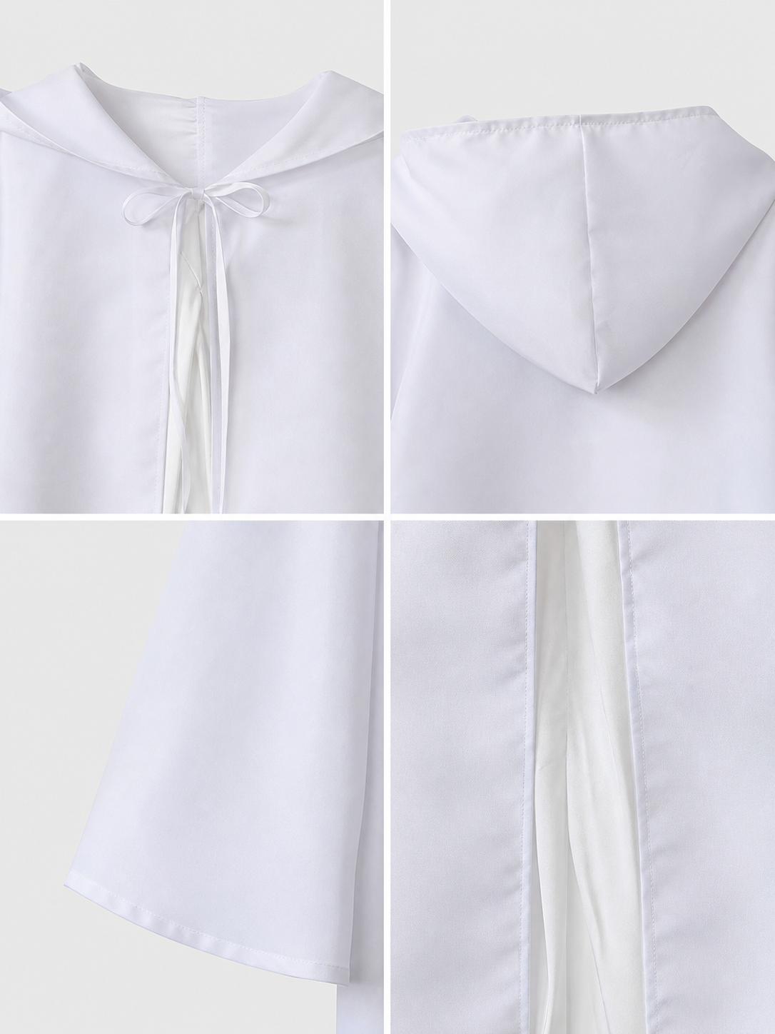 White Hooded Cape for Costumes and Cosplay