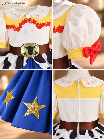 Children's Carnival Dress with a Full Blue Skirt detail view