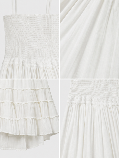 White Boho Maxi Dress with Open Back