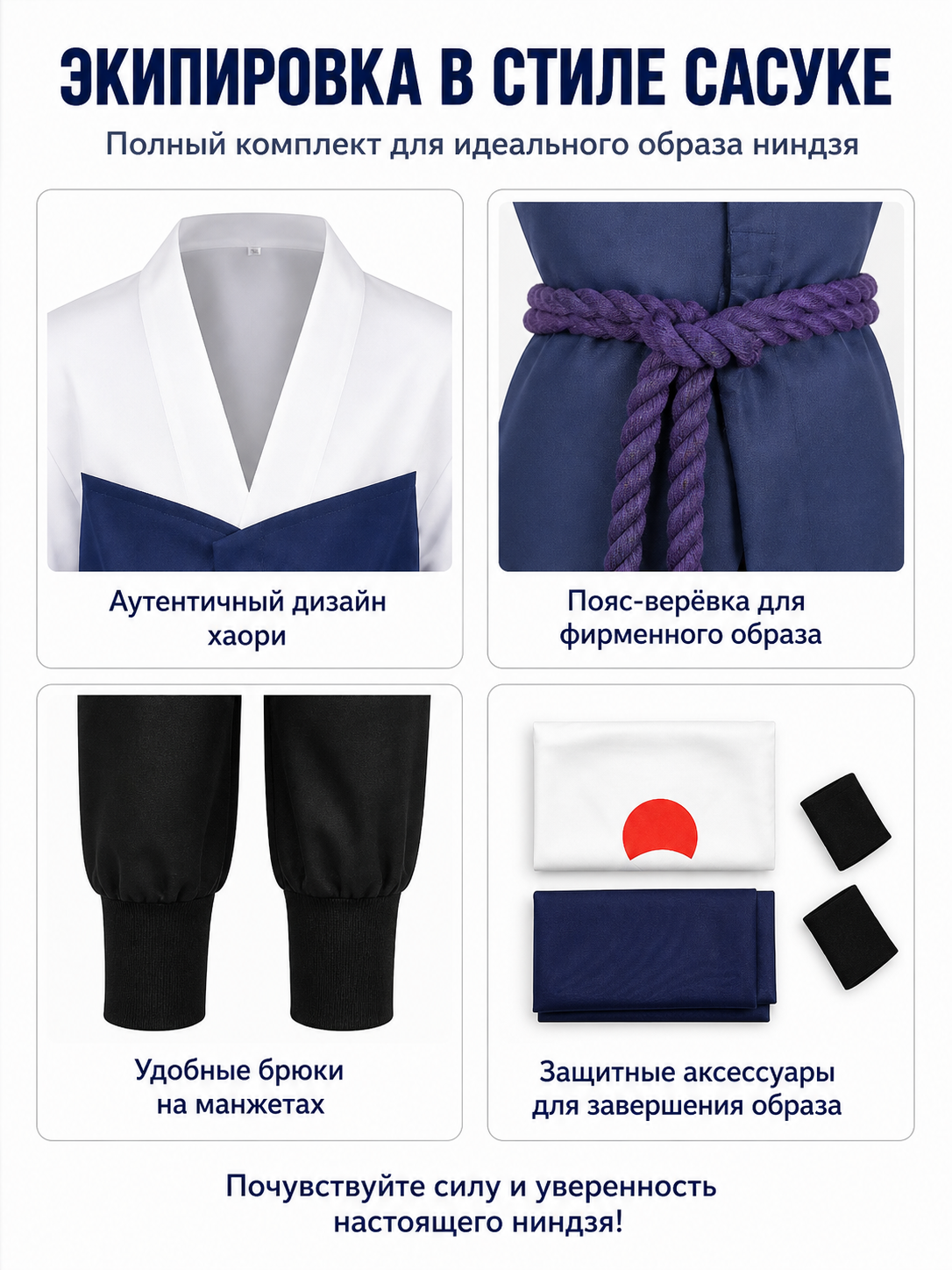 Sasuke Uchiha Halloween Cosplay Costume detail view