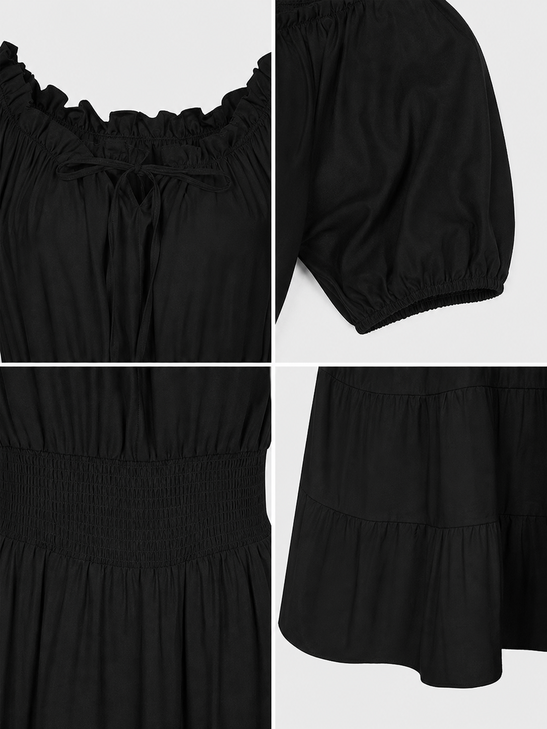 Black Tiered Maxi Dress with Ruching