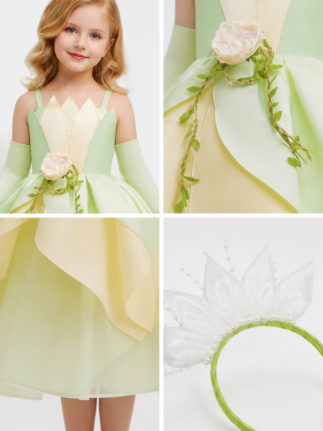 Light Green and Cream Halloween Carnival Costume detail view