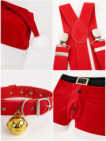 Christmas costume with shorts, hat, and collar